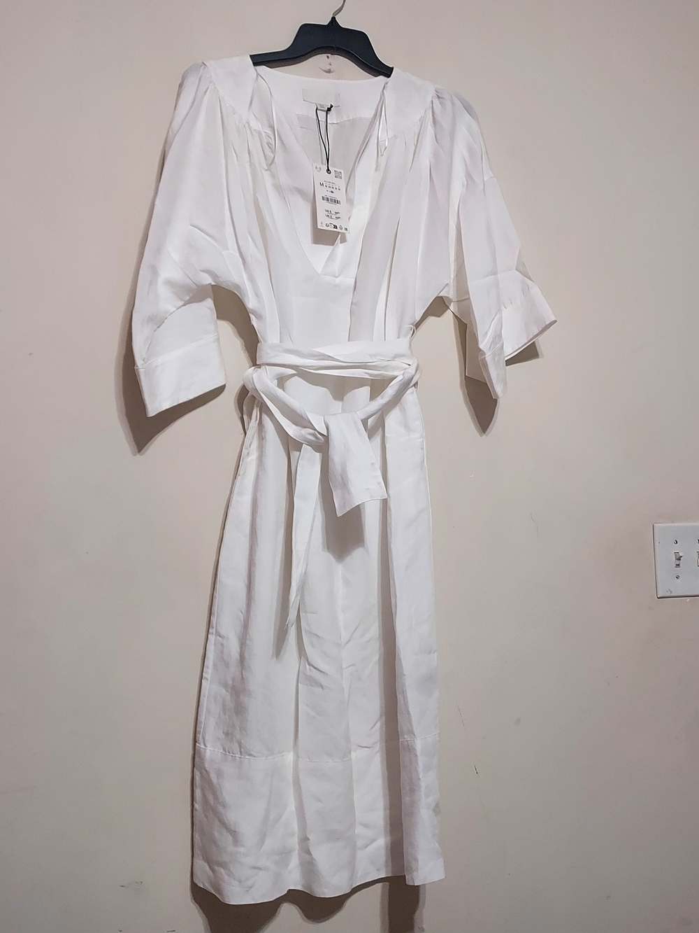 Zara Zw Colection Linen Blend Coastal Tunic Midi Dress with Long Tie Belt - Picture 12 of 16